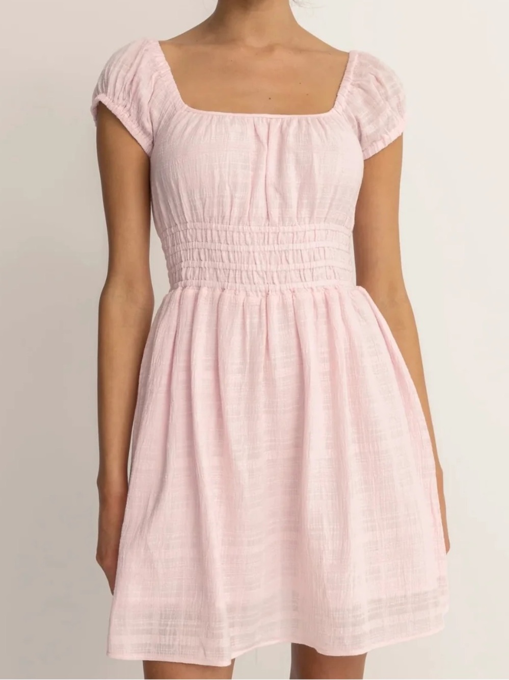 Rhythm Women's Pink Cotton Gauze Mini Dress